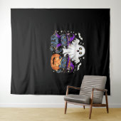 Halloween Schattigee Ghost Pumpkin Cat Classic T-S Wandkleed (In Situ (horizontaal))