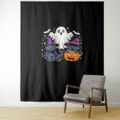 Halloween Schattigee Ghost Pumpkin Cat Classic T-S Wandkleed (In situ)