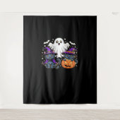 Halloween Schattigee Ghost Pumpkin Cat Classic T-S Wandkleed (Voorkant)