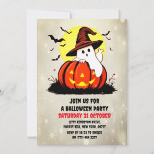 Halloween Schattigee Ghost Pumpkin Party Uitnodigi Kaart