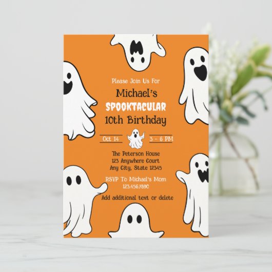 Halloween Schattigee Ghost Verjaardag Spooktacular Kaart (Staand voorkant)