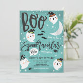 Halloween Schattigee Ghost Verjaardagsfeest Spookt Kaart (Staand voorkant)