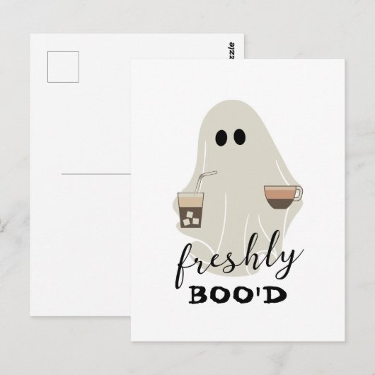 Halloween Schattigee Ghost | Vers Boo'd Briefkaart (Voorkant / Achterkant)