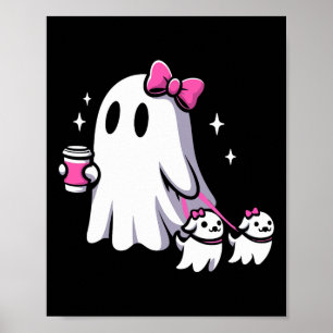 Halloween Schattigee Ghost Walking Dog Spooky Pink Poster