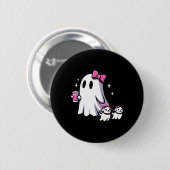 Halloween Schattigee Ghost Walking Dog Spooky Pink Ronde Button 5,7 Cm (Voorkant /achterkant)