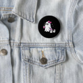 Halloween Schattigee Ghost Walking Dog Spooky Pink Ronde Button 5,7 Cm (In situ)