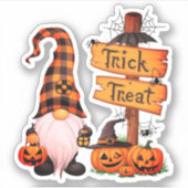 Halloween Schattigee Gnome en pompoenen Sticker (Voorkant)