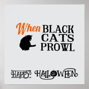 Halloween Schattigee grappige grillige zwarte kat Poster