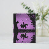 Halloween Schattigee heks eenhoorn kat Briefkaart (Staand voorkant)