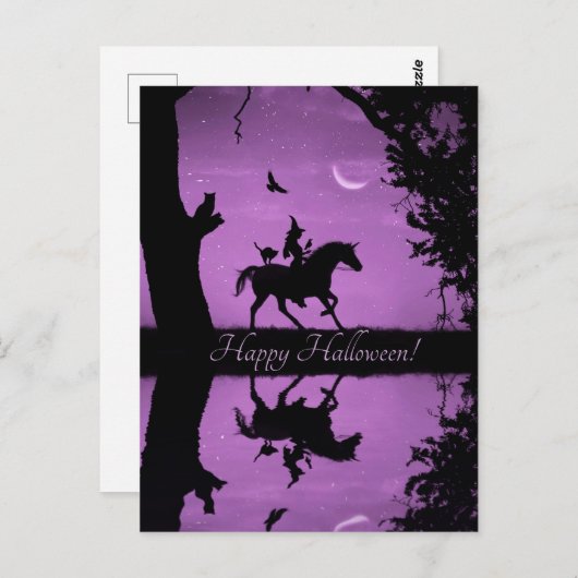 Halloween Schattigee heks eenhoorn kat Briefkaart (Voorkant / Achterkant)