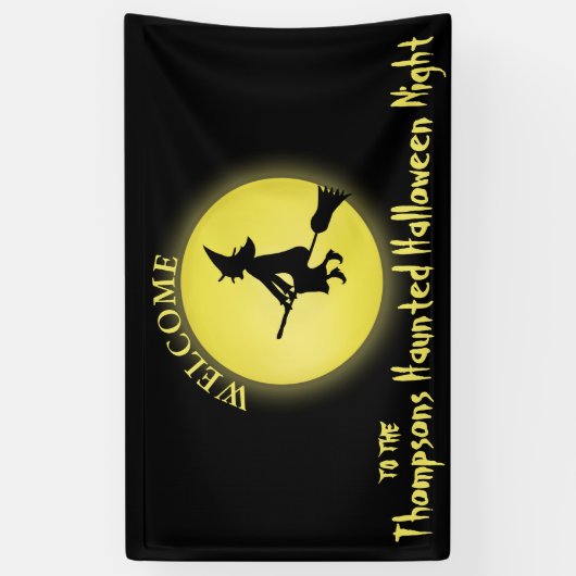 Halloween Schattigee heks griezelig eng maanlicht Spandoek (Verticaal)
