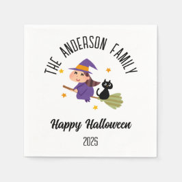 Halloween Schattigee heks op een bezem gepersonali Servet