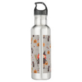 Halloween Schattigee heks, pompoen, zwarte kat Waterfles (Achterkant)