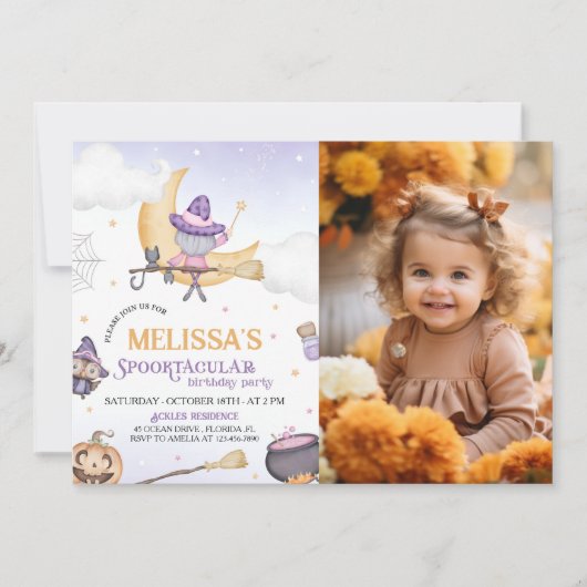 Halloween Schattigee heks Verjaardag Spooktacular  Kaart (Voorkant)