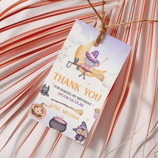 Halloween Schattigee heks verjaardagsfeest Cadeaulabel