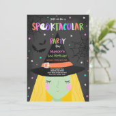 Halloween Schattigee heks verjaardagsfeest spookta Kaart (Staand voorkant)