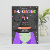 Halloween Schattigee heks verjaardagsfeest spookta Kaart (Staand voorkant)