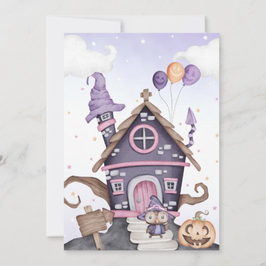 Halloween Schattigee heks verjaardagsfeest spookta Kaart (Achterkant)