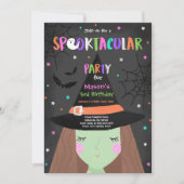 Halloween Schattigee heks verjaardagsfeest spookta Kaart (Voorkant)