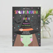 Halloween Schattigee heks verjaardagsfeest spookta Kaart (Staand voorkant)