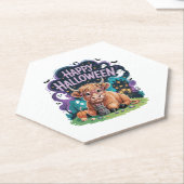 Halloween Schattigee Highland Koe (2) Kartonnen Onderzetters (Schuin)