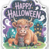 Halloween Schattigee Highland Koe (2) Sticker (Voorkant)