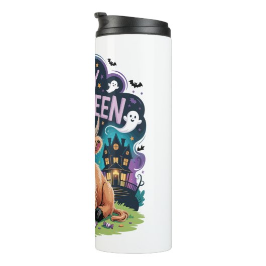 Halloween Schattigee Highland Koe (2) Thermosbeker (Geroteerd rechts)