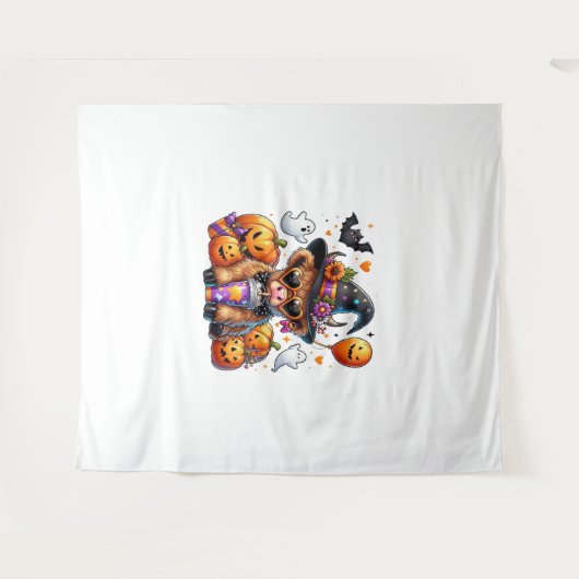 Halloween Schattigee Highland Koe Wandkleed (Voorkant (horizontaal))