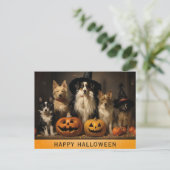Halloween Schattigee Hond Heks Pompoen Briefkaart (Staand voorkant)