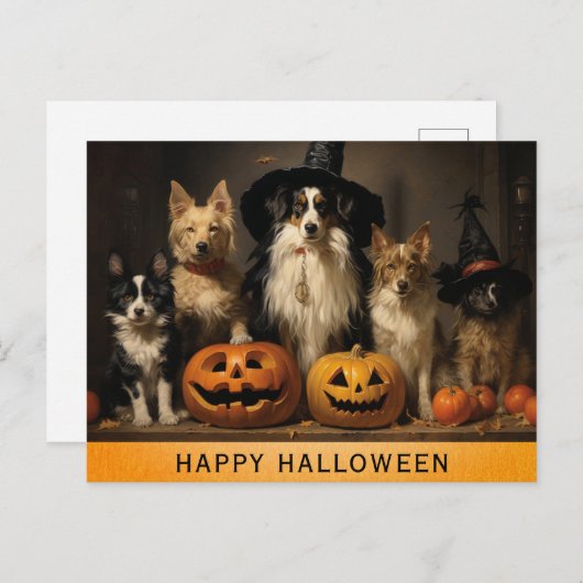 Halloween Schattigee Hond Heks Pompoen Briefkaart (Voorkant / Achterkant)