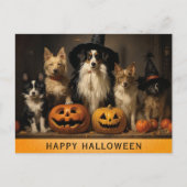 Halloween Schattigee Hond Heks Pompoen Briefkaart (Voorkant)