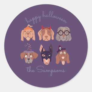 Halloween Schattigee honden in kostuum Ronde Sticker