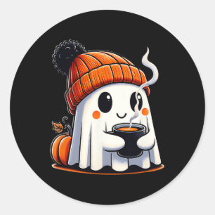 Halloween Schattigee Kawaii Ghost Drink Koffie Vro Ronde Sticker