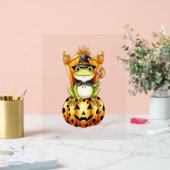 Halloween Schattigee kikker op pompoen Acryl Bord (Huwelijk)