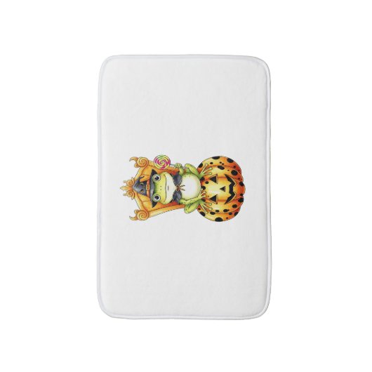 Halloween Schattigee kikker op pompoen Badmat (Voorkant Verticaal)