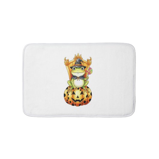 Halloween Schattigee kikker op pompoen Badmat (Voorkant)