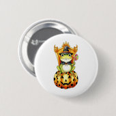 Halloween Schattigee kikker op pompoen Ronde Button 5,7 Cm (Voorkant /achterkant)