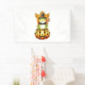 Halloween Schattigee kikker op pompoen Spandoek (Insitu)