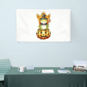 Halloween Schattigee kikker op pompoen Spandoek (Beurs)