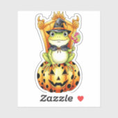 Halloween Schattigee kikker op pompoen Sticker (Vel)