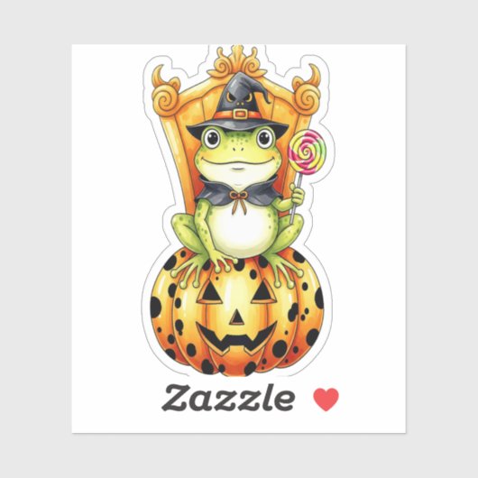 Halloween Schattigee kikker op pompoen Sticker (Vel)