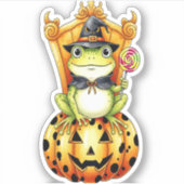 Halloween Schattigee kikker op pompoen Sticker (Voorkant)