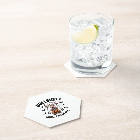 Halloween Schattigee Koe in Ghost Kartonnen Onderzetters (Insitu)