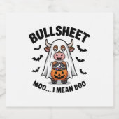 Halloween Schattigee Koe in Ghost Sparkling Wijnetiket (Enkel label)