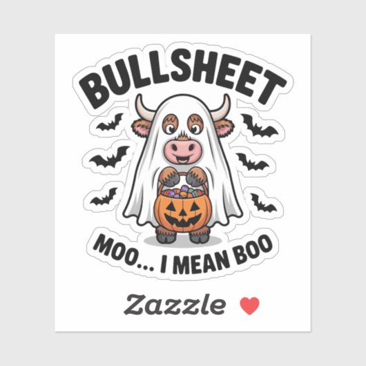 Halloween Schattigee Koe in Ghost Sticker (Vel)