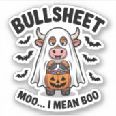 Halloween Schattigee Koe in Ghost Sticker (Voorkant)