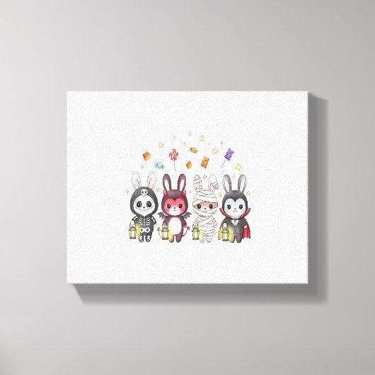 Halloween Schattigee konijnenkostuum Canvas Afdruk (Voorkant)
