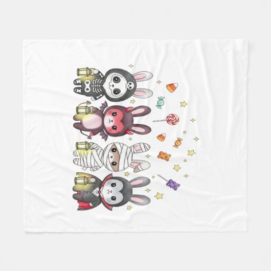 Halloween Schattigee konijnenkostuum Fleece Deken (Voorkant (Horizontaal))
