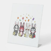 Halloween Schattigee konijnenkostuum Reclamebord Met Voetstuk (Voorkant)