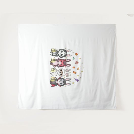 Halloween Schattigee konijnenkostuum Wandkleed (Voorkant (horizontaal))